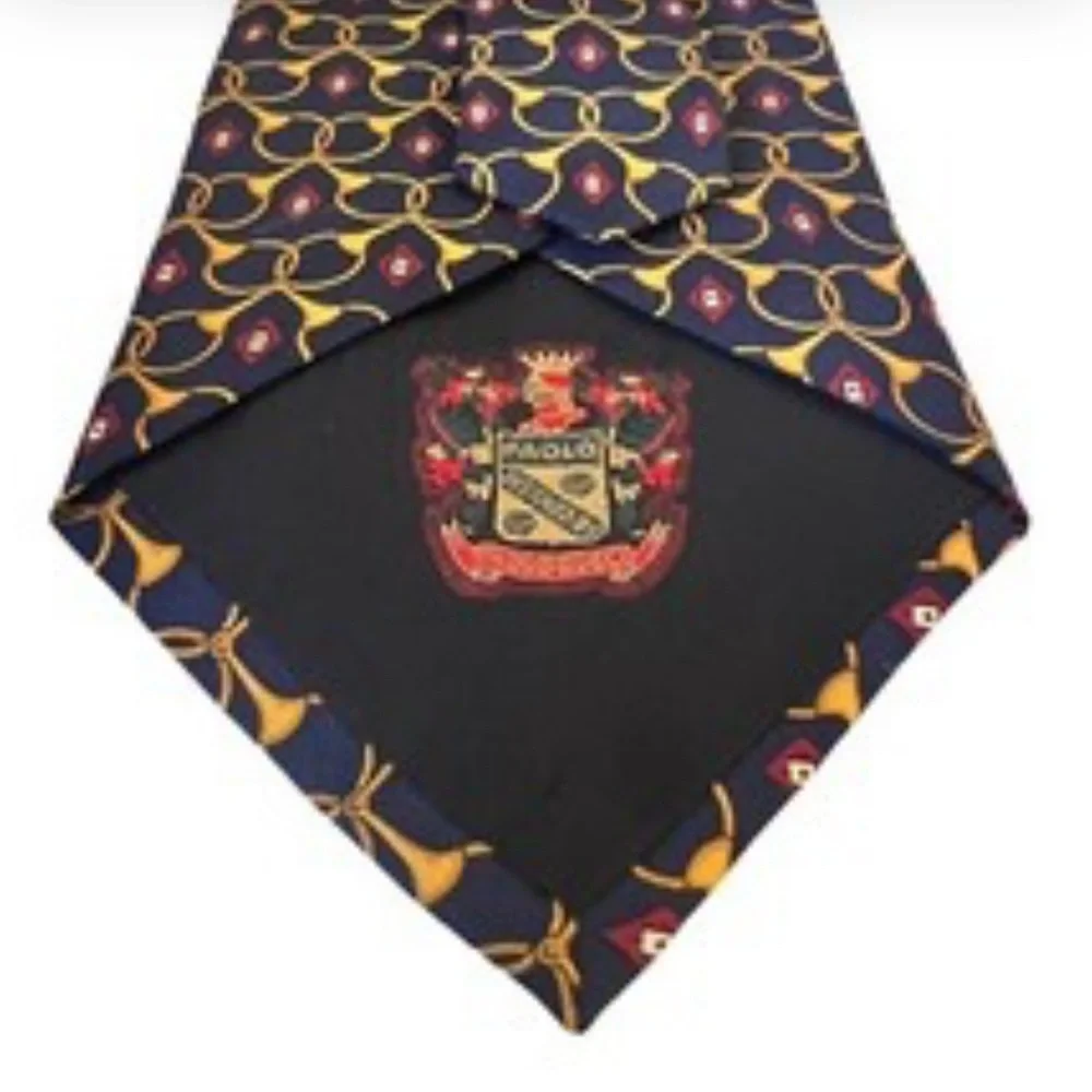 Paulo Gucci Stylish Gold Tie featuring horse stirrups and horns.